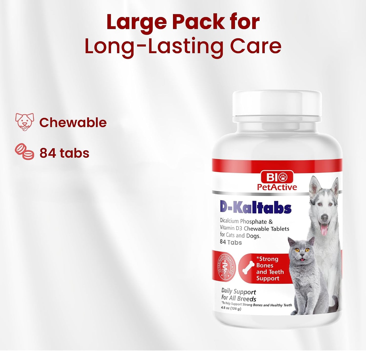 Bio PetActive D-Kaltabs Calcium & Phosphorus Supplement for Dogs & Cats with Vitamin D3 - 84 Chewable Tablets - görsel 5