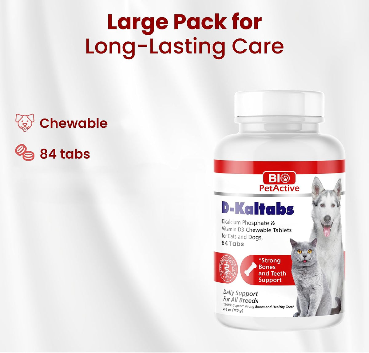 Bio PetActive D-Kaltabs Calcium & Phosphorus Supplement for Dogs & Cats with Vitamin D3 - 84 Chewable Tablets - görsel 5