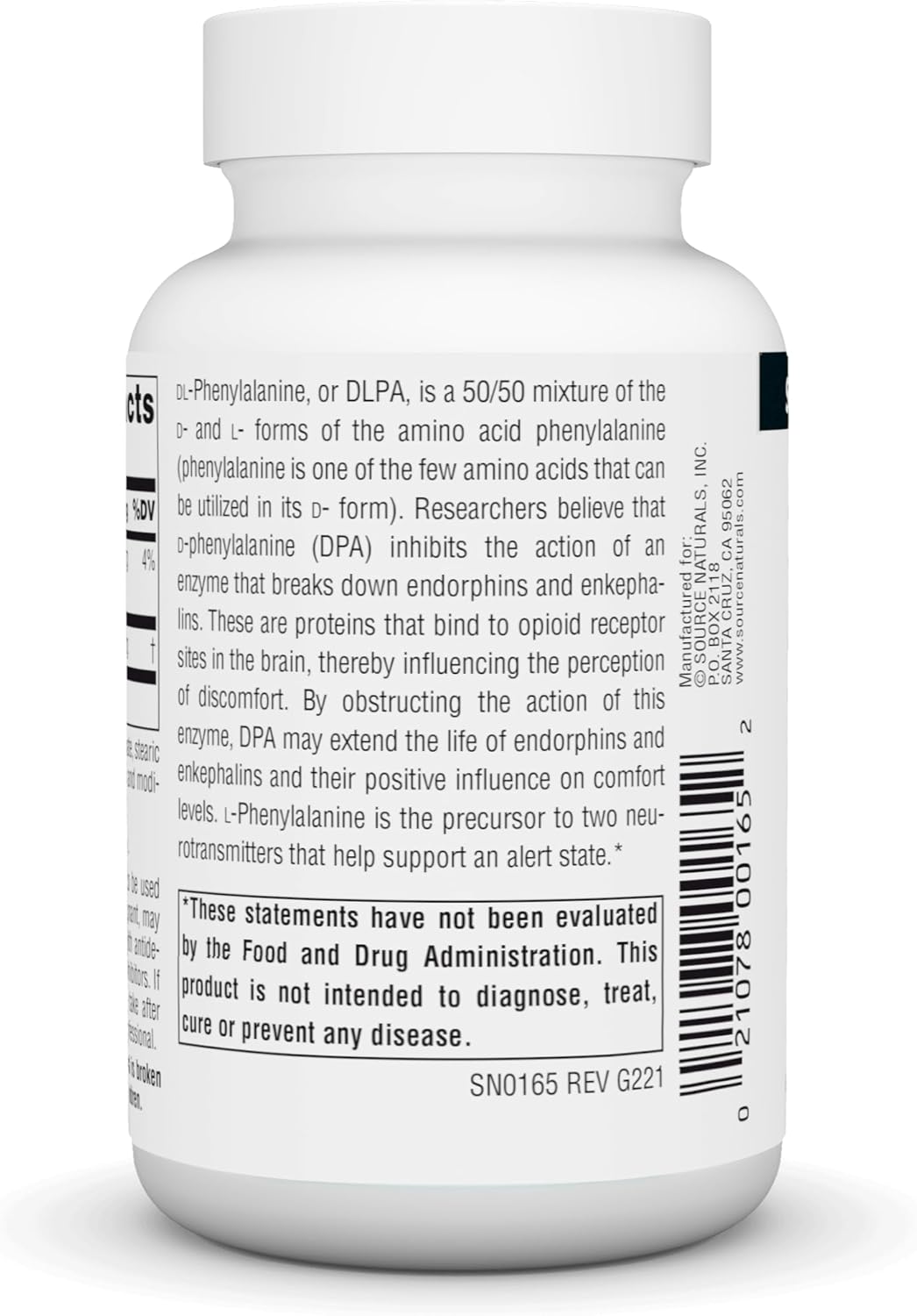 Source Naturals DLPA DL-Phenylalanine - 750 mg - 60 Tablets - görsel 3