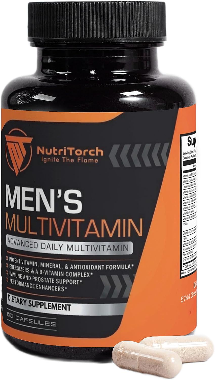 NutriTorch Multivitamin for Men – Adult Food Supplement with Vitamins A, C & D, Minerals & Antioxidants for Immune Support, Increased Energy & Mental Alertness (60 Capsules) - görsel 5