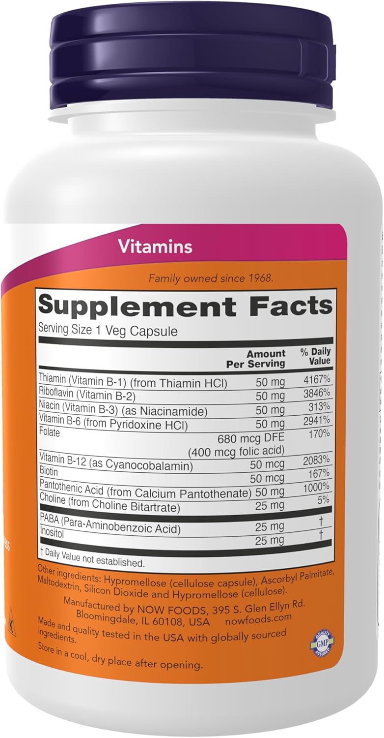 NOW Foods Vitamin B-50 Complex, 100 Veg Capsules - görsel 2