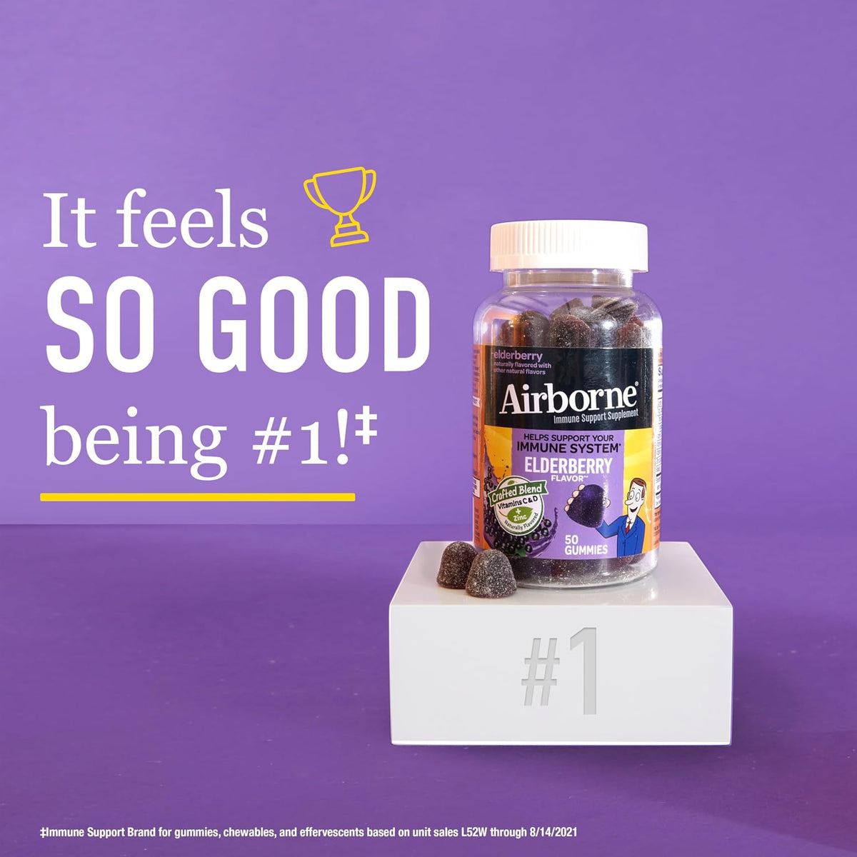 Airborne Elderberry + Zinc & Vitamin C Gummies for Adults, Immune Support, 60 Gummies - görsel 2
