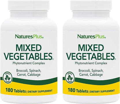 NaturesPlus Mixed Vegetables - 180 Tablets, Pack of 2 - Broccoli, Spinach, Carrot & Cabbage