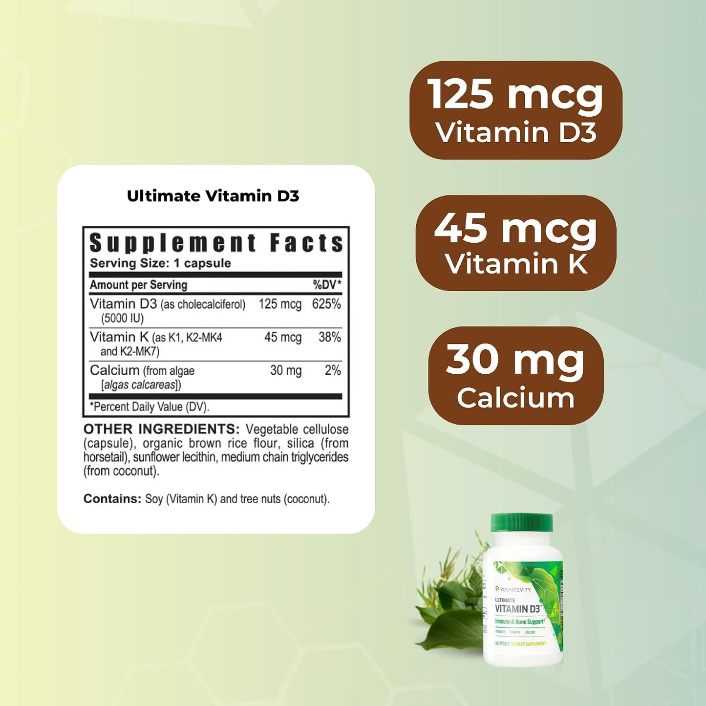 Youngevity Ultimate Vitamin D3 5000 IU with K2 – 60 Capsules - görsel 3