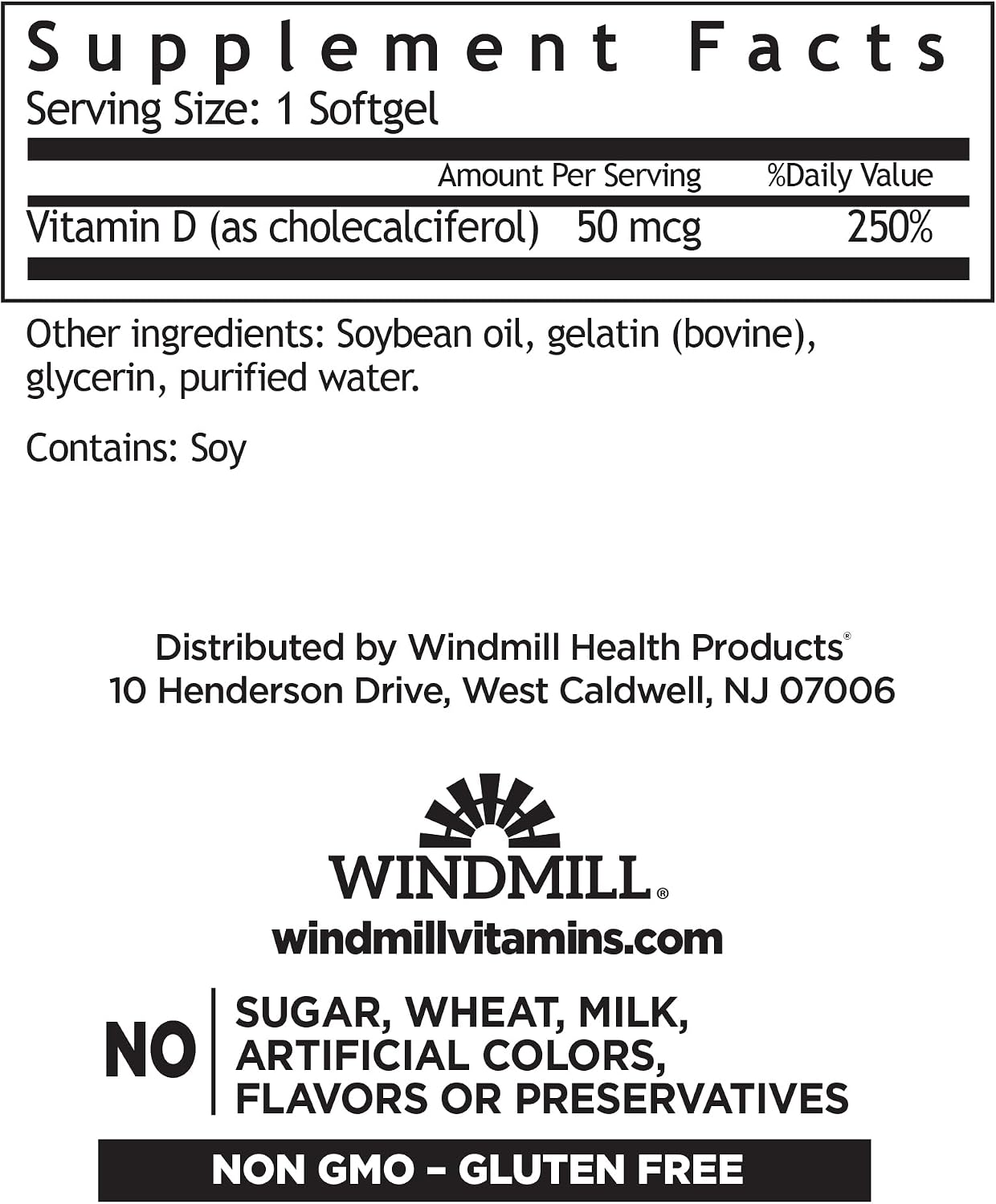Windmill Vitamin D3 50 mcg (2000 IU) - Cholecalciferol Supplement - görsel 2