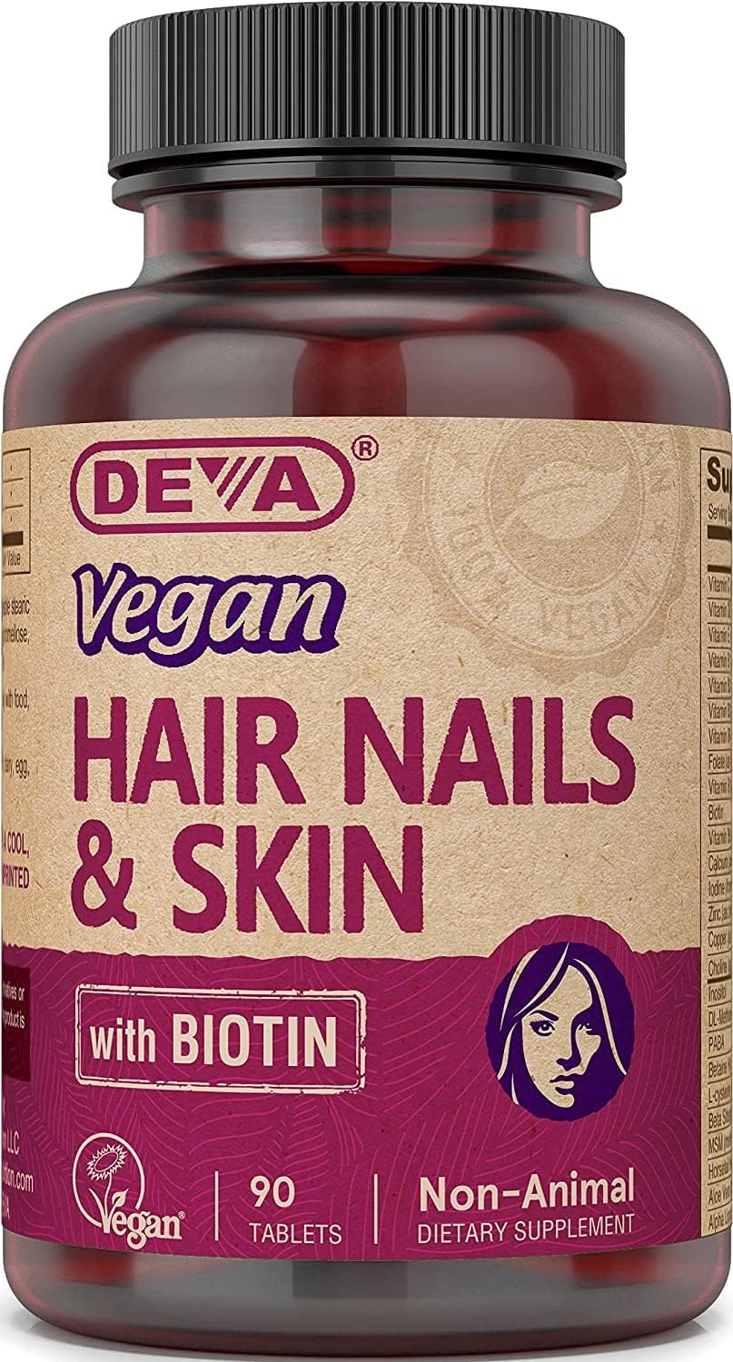 DEVA Vegan Hair, Nails & Skin Vitamins & Minerals with Biotin, 90 Tablets - görsel 1