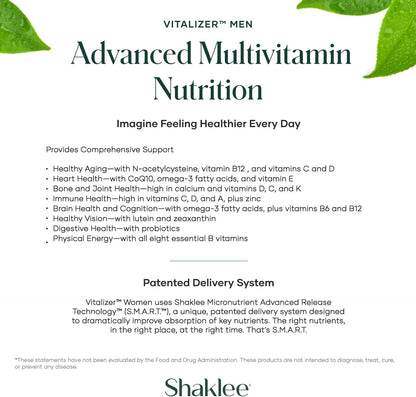 Shaklee Vitalizer Men - Advanced Nutrition Vita-Strips with Vitamins, Minerals, Omega-3s, Probiotics - 30 Strips