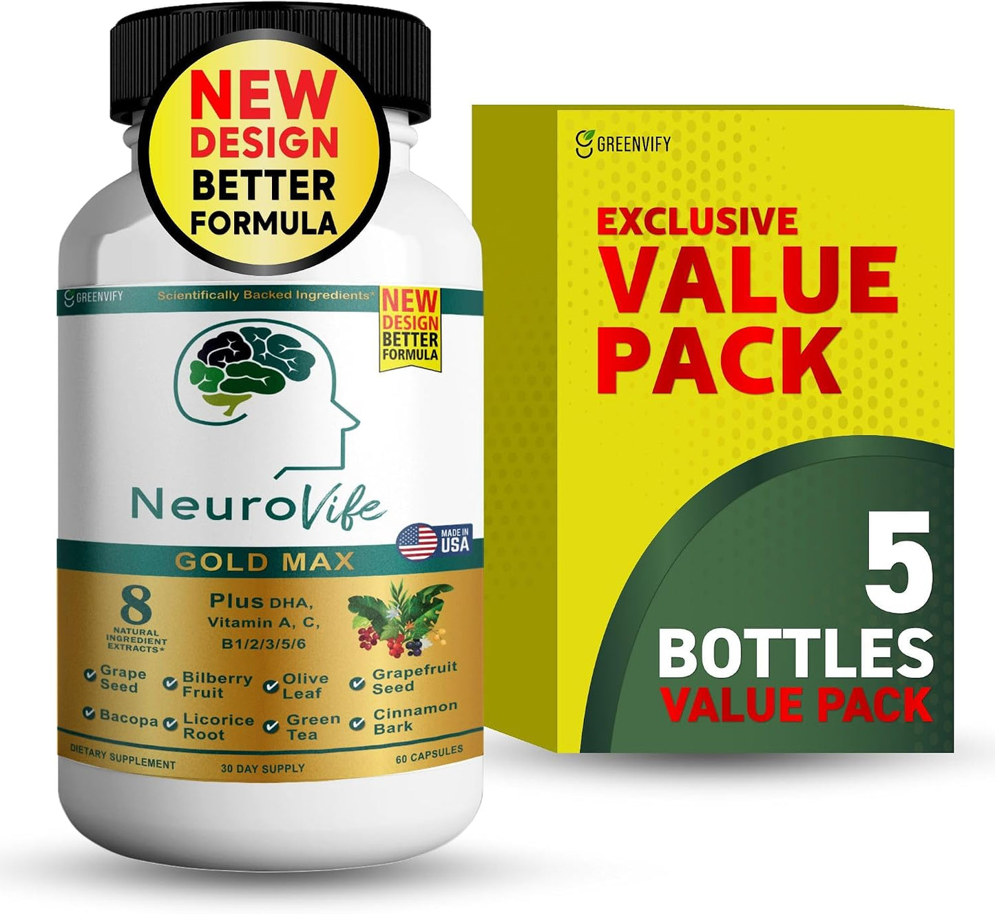 NeuroVife Gold Max Nootropic Formula – Cognitive Focus and Clarity Complex, 60 Capsules - görsel 9