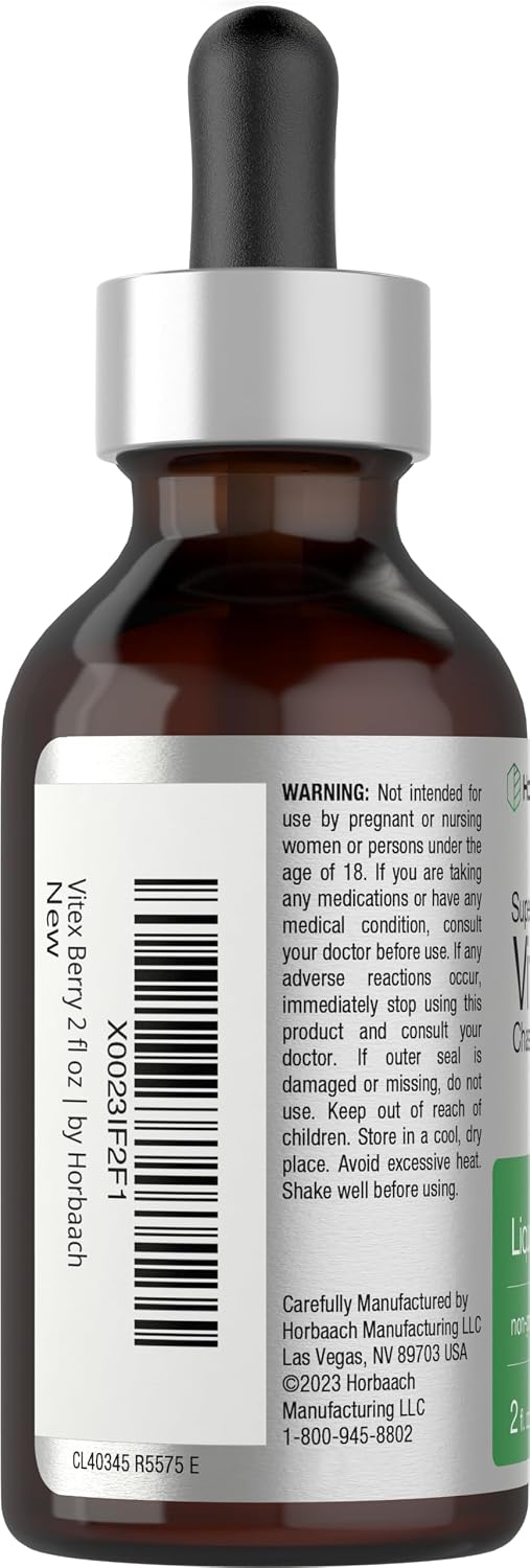 Horbäach Vitex Berry Chasteberry Extract Tincture | 2 fl oz | Super Concentrated Liquid | Alcohol Free Chaste Tree Berry Supplement | Vegetarian, Non-GMO, Gluten-free - görsel 3