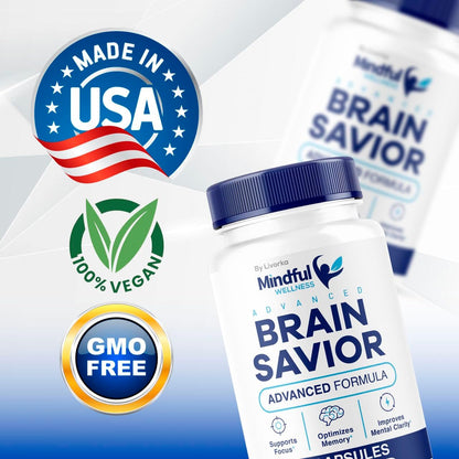 (5 Pack) Mindful Wellness Advanced Brain Saviour Capsules, Official Mindful Wellness Supplement Pills, Mindful Wellness Support Capsules Premium Formula – All Natural Pills, 300 Capsules for 5 Months