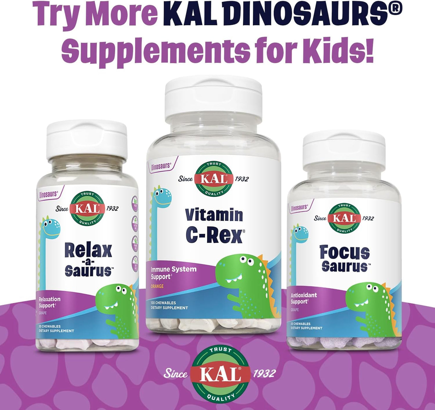 KAL MultiSaurus Kids Complete Multivitamin - Daily Multivitamin with Iron, Mixed Berry Flavour, 90 Chewables - görsel 6