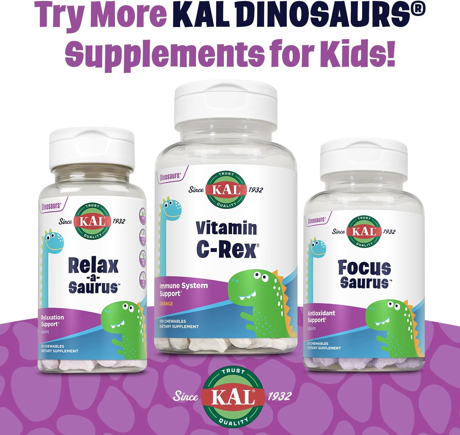 KAL MultiSaurus Kids Complete Multivitamin - Daily Multivitamin with Iron, Mixed Berry Flavour, 90 Chewables - görsel 6