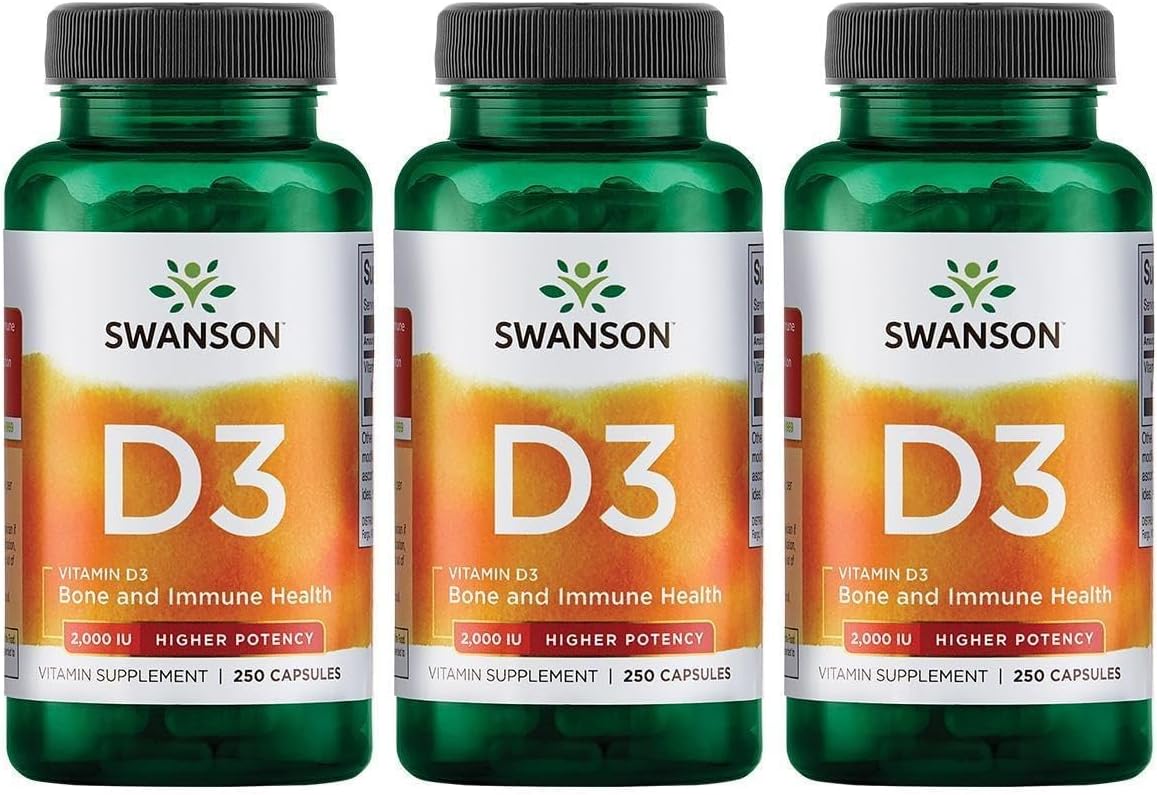Swanson High Potency Vitamin D3 2000 IU (50 µg) – 250 Capsules (3 Pack) - görsel 1