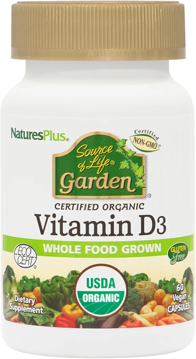 NaturesPlus Source of Life Garden Vitamin D3 - 5000 IU, 60 Vegan Capsules - görsel 1