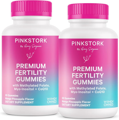 Pink Stork Fertility Gummies for Women – 60 Gummies | OBGYN-Formulated with CoQ10, Myo-Inositol & Methylated Folate