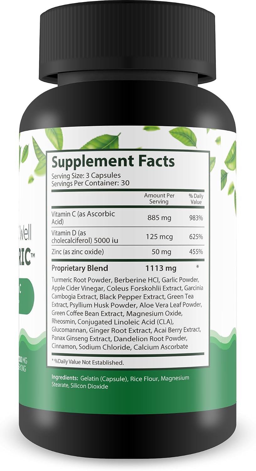 Healthy Calm & Well CDZ Capsules - Immune Support with Vitamin C, D, Zinc, Turmeric and Magnesium - görsel 2