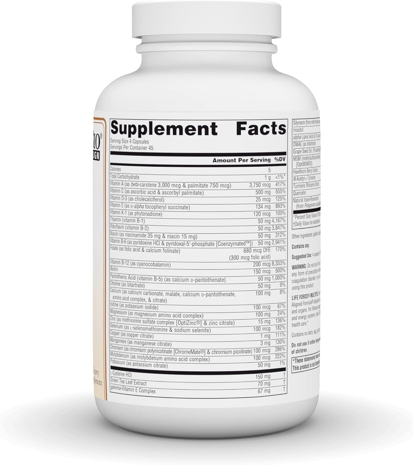 Source Naturals Life Force Multiple, Iron Free – Daily Multivitamin with 40+ Nutrients (180 Capsules) - görsel 2