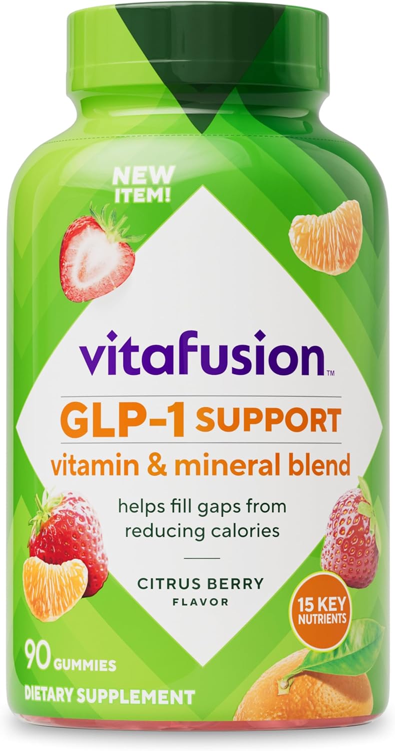 vitafusion GLP-1 Support Multivitamin, Vitamin and Mineral Blend, 15 Essential Nutrients, Citrus Berry Flavour, 90 Count, 45 Day Supply - görsel 1