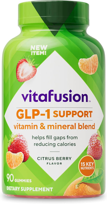 vitafusion GLP-1 Support Multivitamin, Vitamin and Mineral Blend, 15 Essential Nutrients, Citrus Berry Flavour, 90 Count, 45 Day Supply