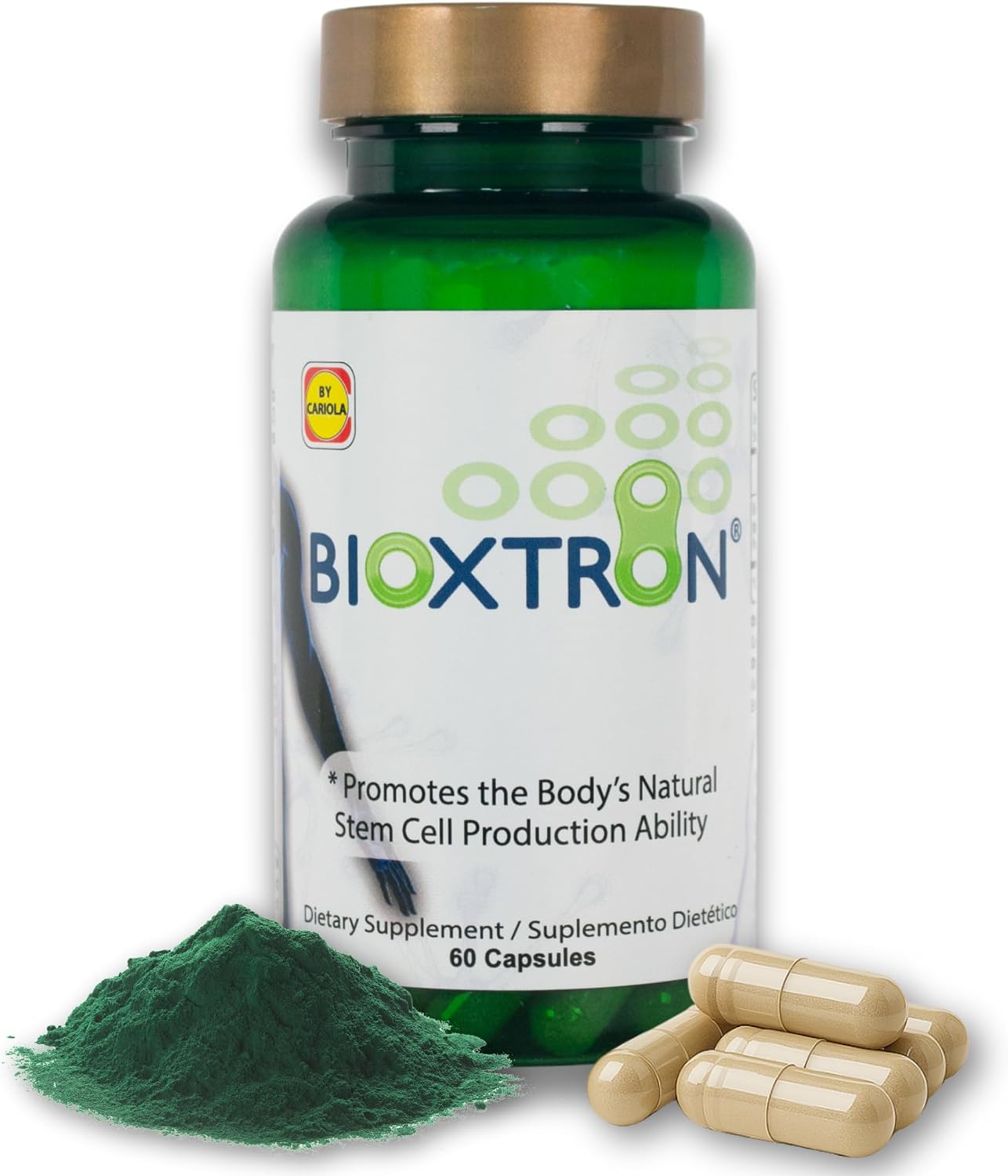 Bioxtron Natural Stem Cell Supplement Capsules – Cellular & Antioxidant Support Formula with Blue Green Algae and Spirulina – 60 Capsules - görsel 1
