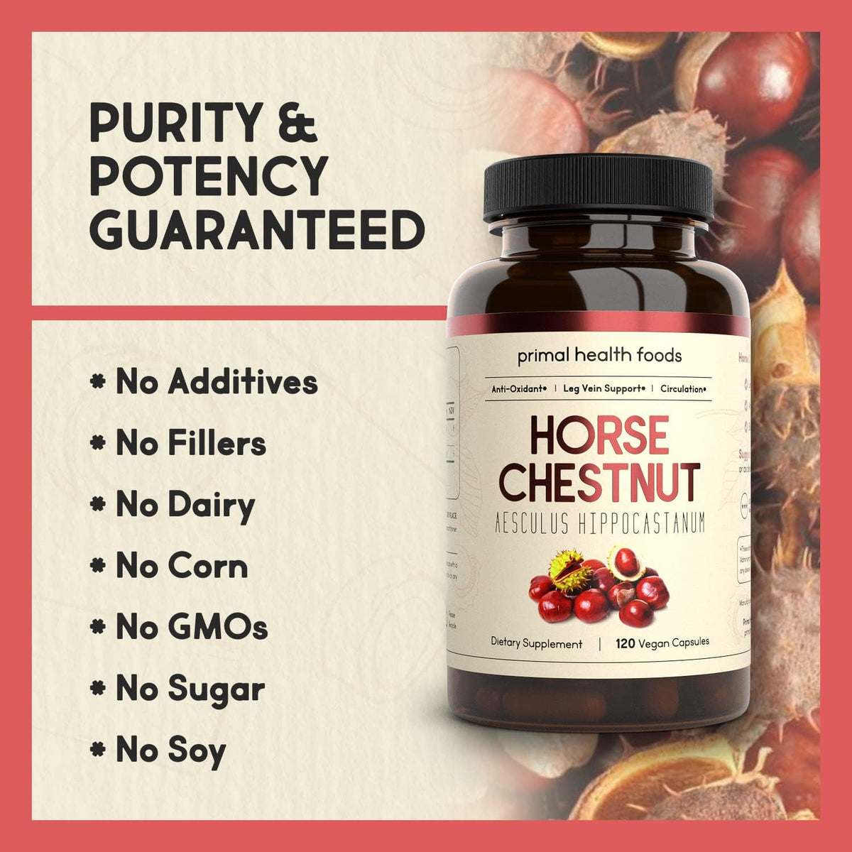 Horse Chestnut Extract 500 mg – 120 Capsules | Supports Vein Health | Vegetarian, Non-GMO & Gluten-free - görsel 3
