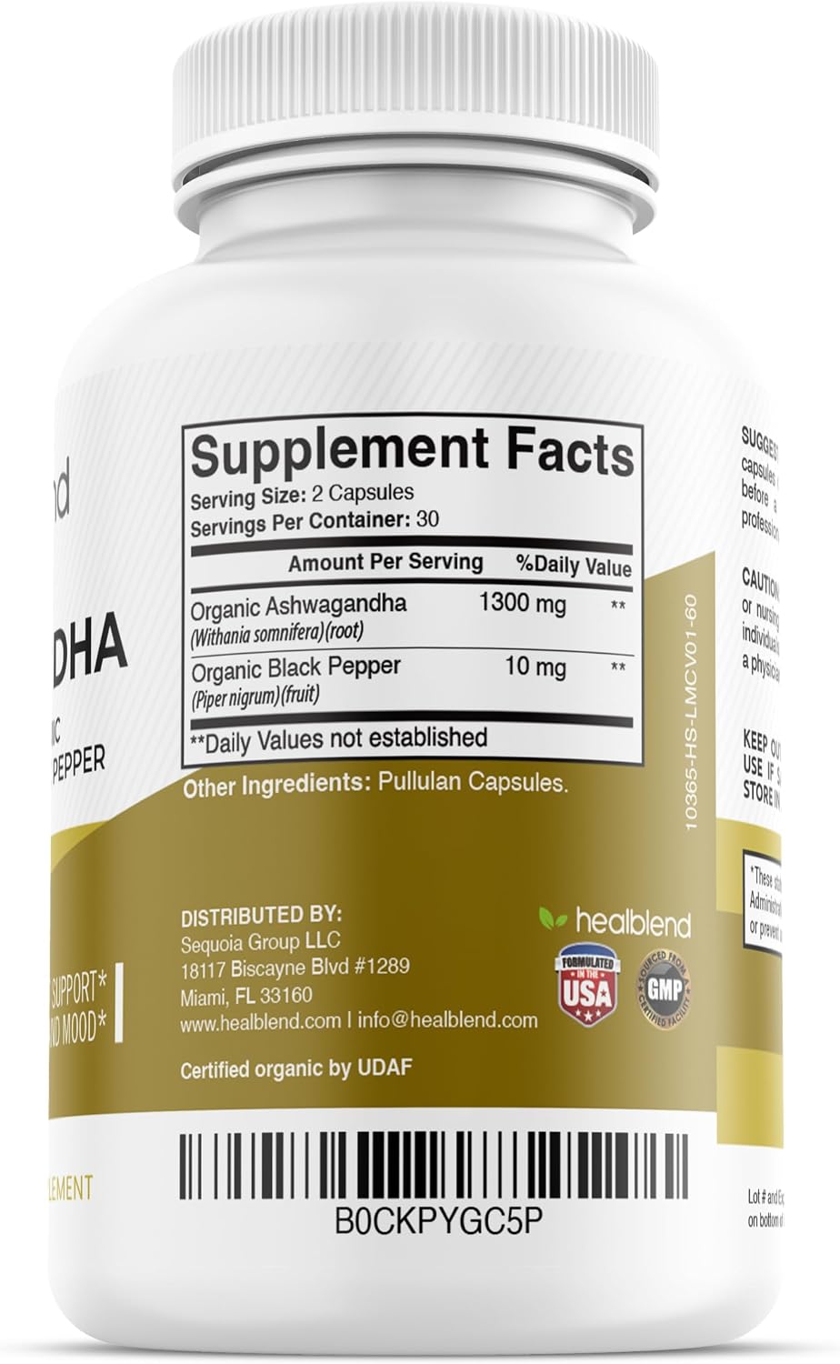 Organic Ashwagandha 1300mg with Black Pepper Extract - Mood and Energy Support Supplement - 60 Capsules - görsel 7