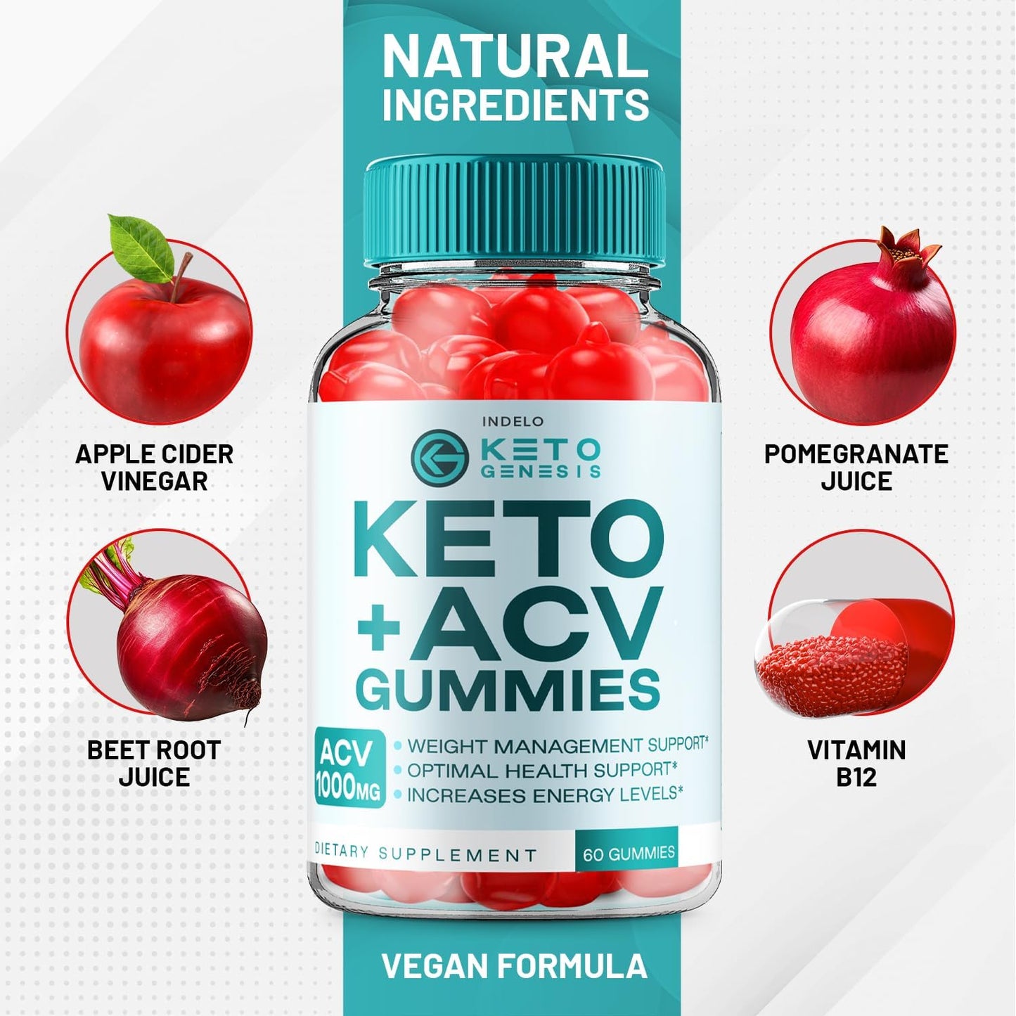 Keto Genesis ACV Gummies – Advanced Formula 1000mg (2 Pack, 120 Gummies) - görsel 4