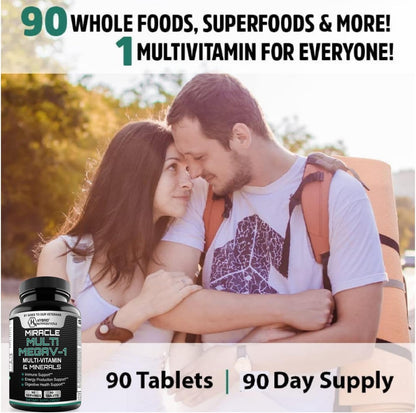 MEGAV-1 Multivitamin, Superfood & Minerals – Daily Multivitamin with Probiotics, Digestive Enzymes, and Mushroom Complex