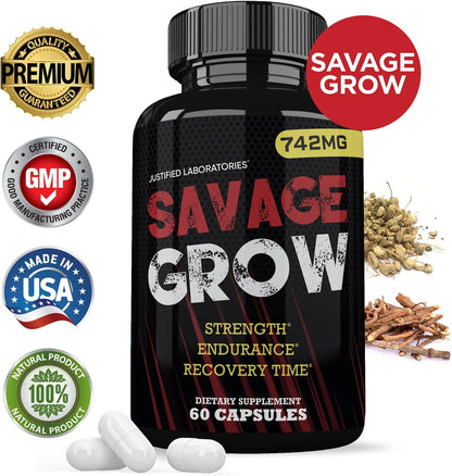 Savage Grow 742MG Advanced Men's Health Formula (2 Pack, 120 Capsules)