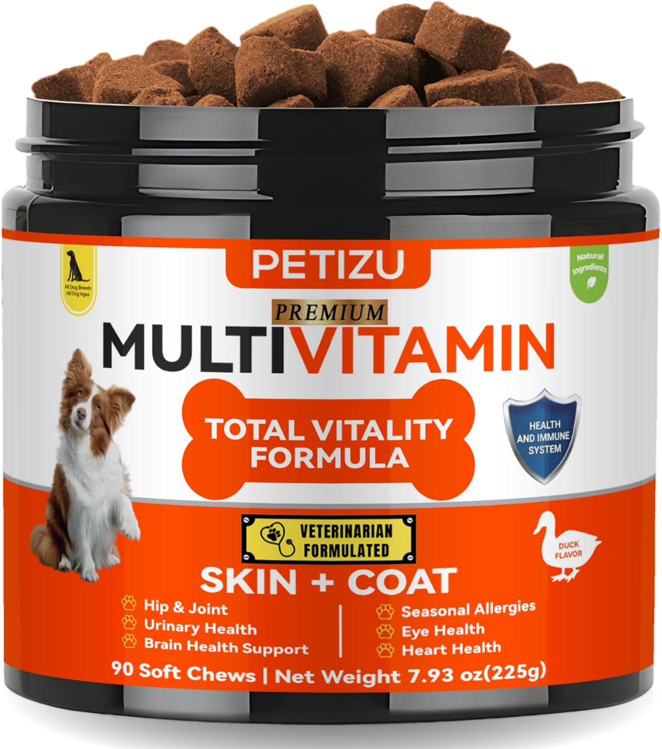 PETIZU Dog Vitamins Chews – Glucosamine Chondroitin for Joint Support + Digestive Enzymes & Probiotics – Multivitamin for Skin, Coat & Immune Health - görsel 1