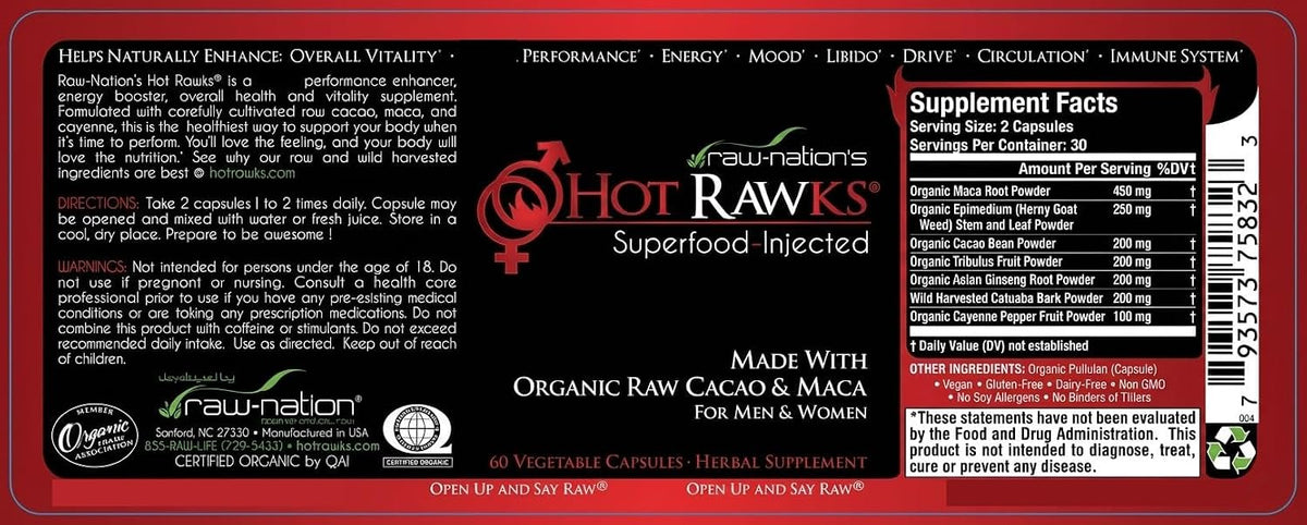 Organic Maca Root Supplement with Korean Ginseng and Cacao – 60 Capsules - görsel 5
