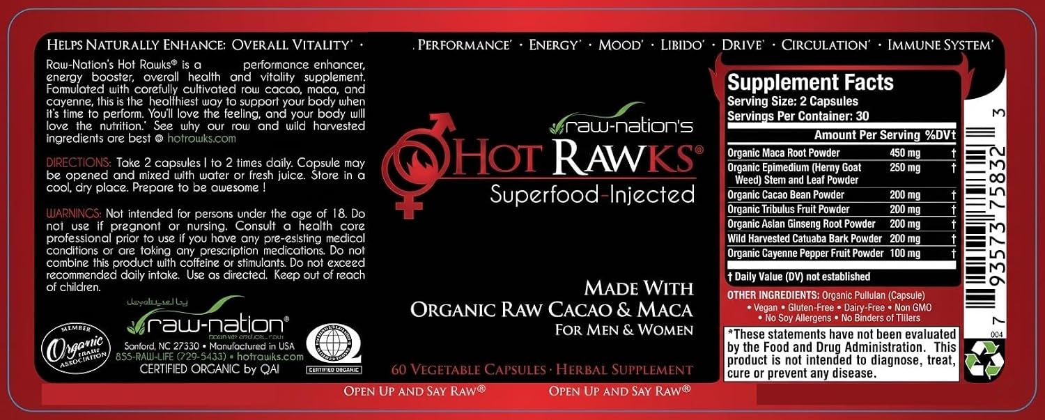 Organic Maca Root Supplement with Korean Ginseng and Cacao – 60 Capsules - görsel 5