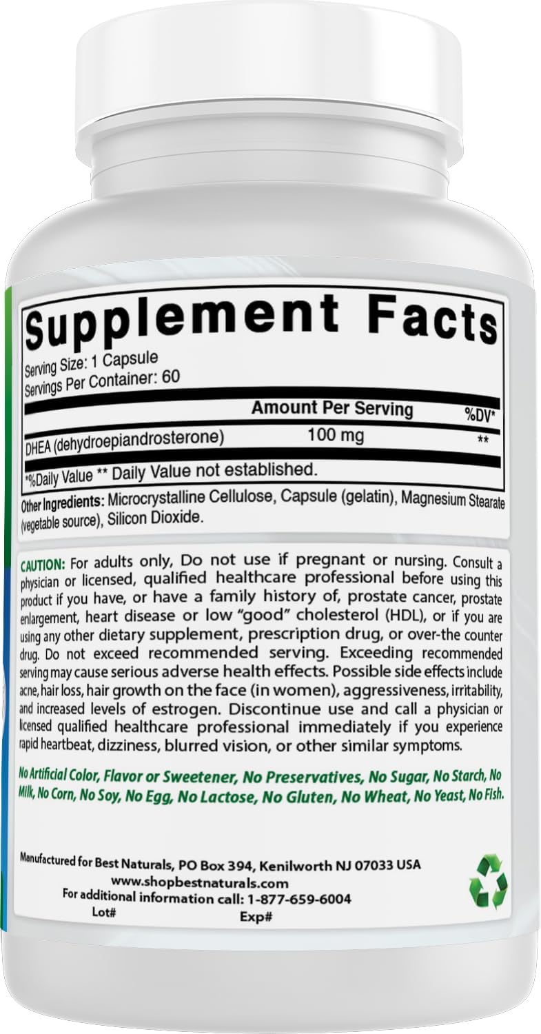 Best Naturals DHEA 100mg Food Supplement - 60 Capsules - görsel 6