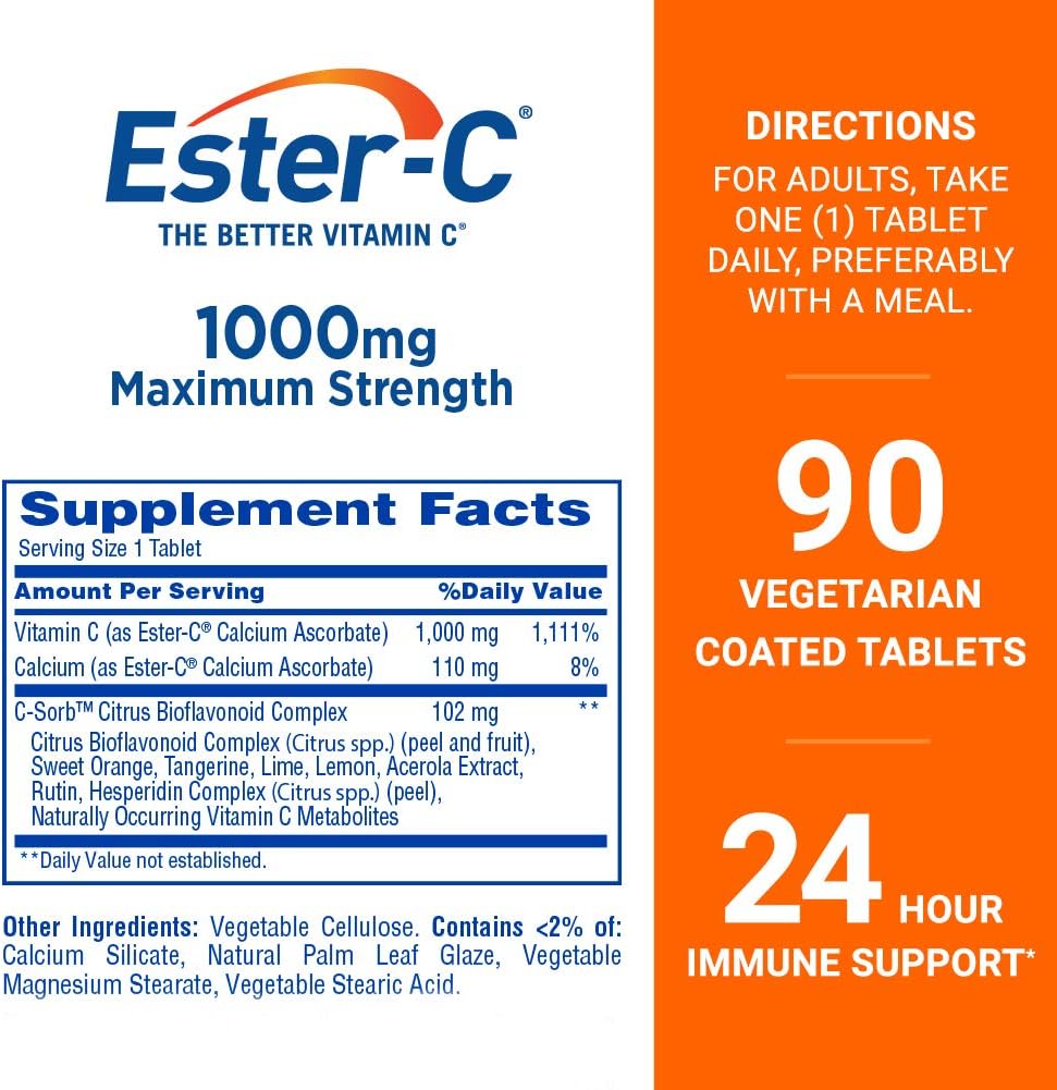 Ester-C Vitamin C, 1,000 mg, 90 Coated Tablets - görsel 2