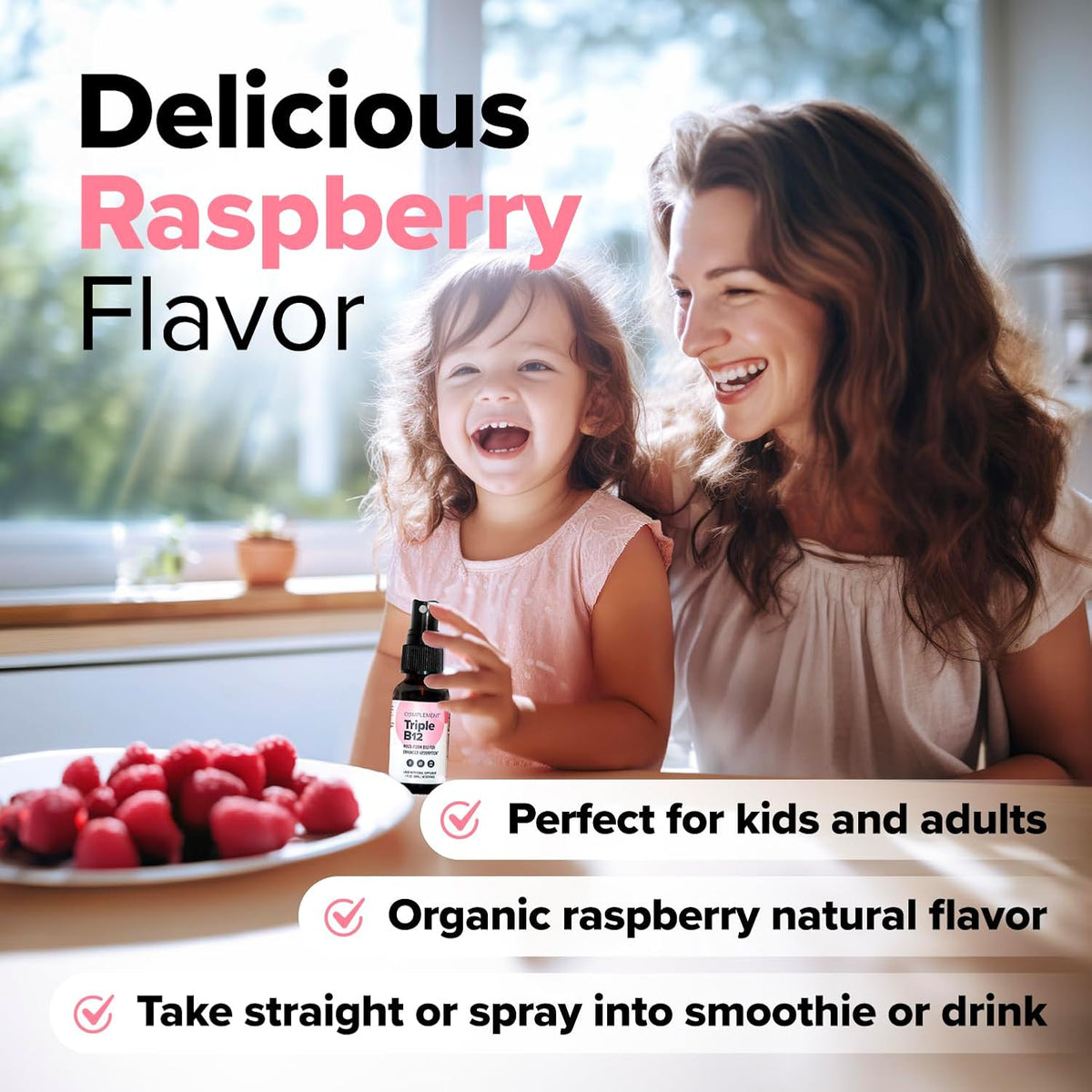 Complement Vegan Triple Vitamin B12 Liquid Spray – 1500mcg, Raspberry Flavour, 60 Servings - görsel 4