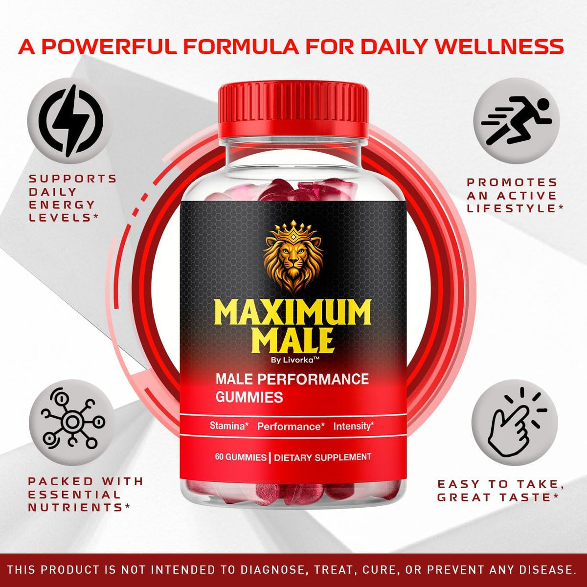 Maximum Male Gummies – Natural Premium Men's Multivitamin, 120 Gummies (2-Pack) - görsel 2