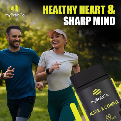 myBrainCo. Active-B Complex – High Strength Activated B Vitamin Supplement with B2, B6, B12 & Methyl Folate – Contributes to Normal Energy Release, Brain Function & Nervous System – 60 Vege-Capsules