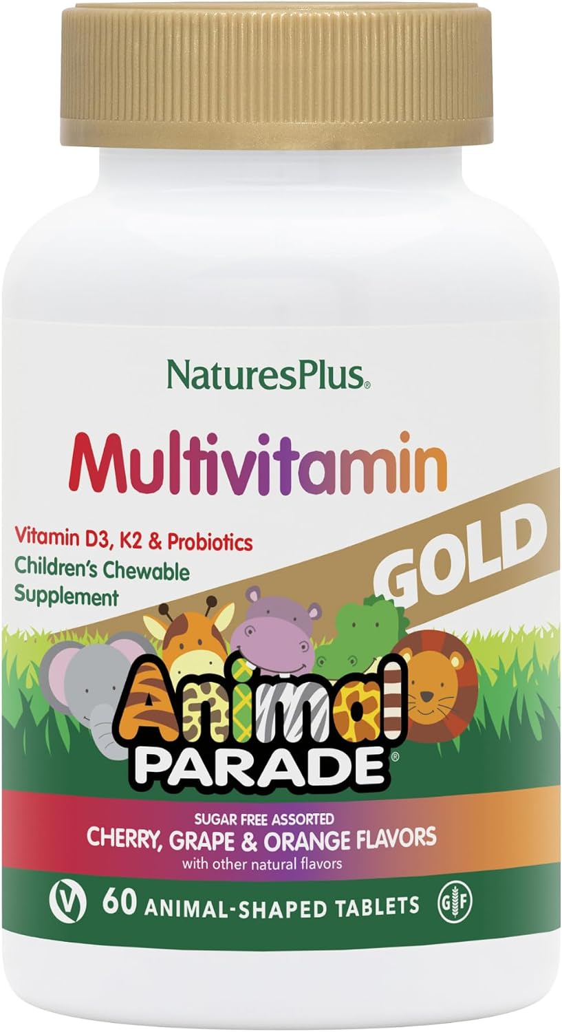 NaturesPlus Animal Parade Gold Children's Multivitamin - Assorted Flavours - 120 Chewable Tablets, Pack of 3 - görsel 9