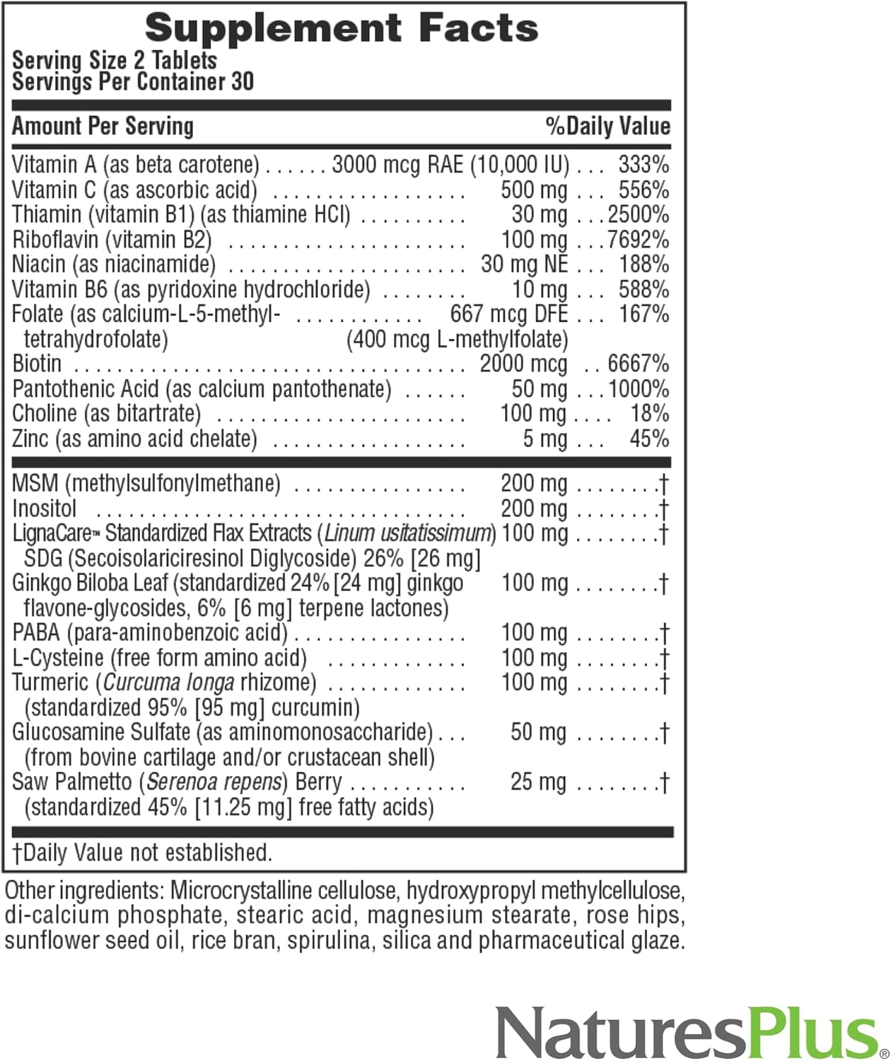 NaturesPlus Women's Ultra Hair Plus - 60 Sustained Release Tablets - Nutritional Support for Healthy Hair Structure - Gluten-free - görsel 4