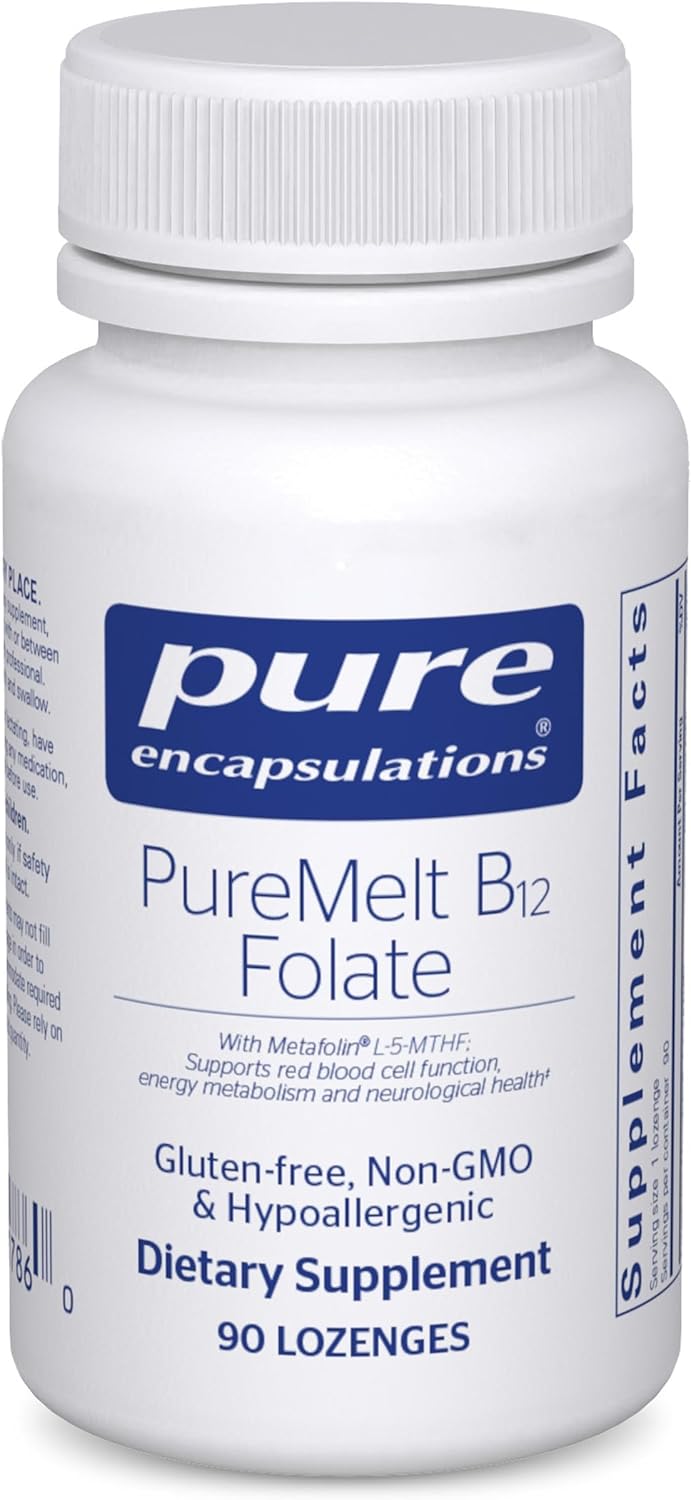Pure Encapsulations PureMelt B12 Folate - Active B Vitamin with L-5-MTHF - Metabolism Support - 90 Lozenges - görsel 1