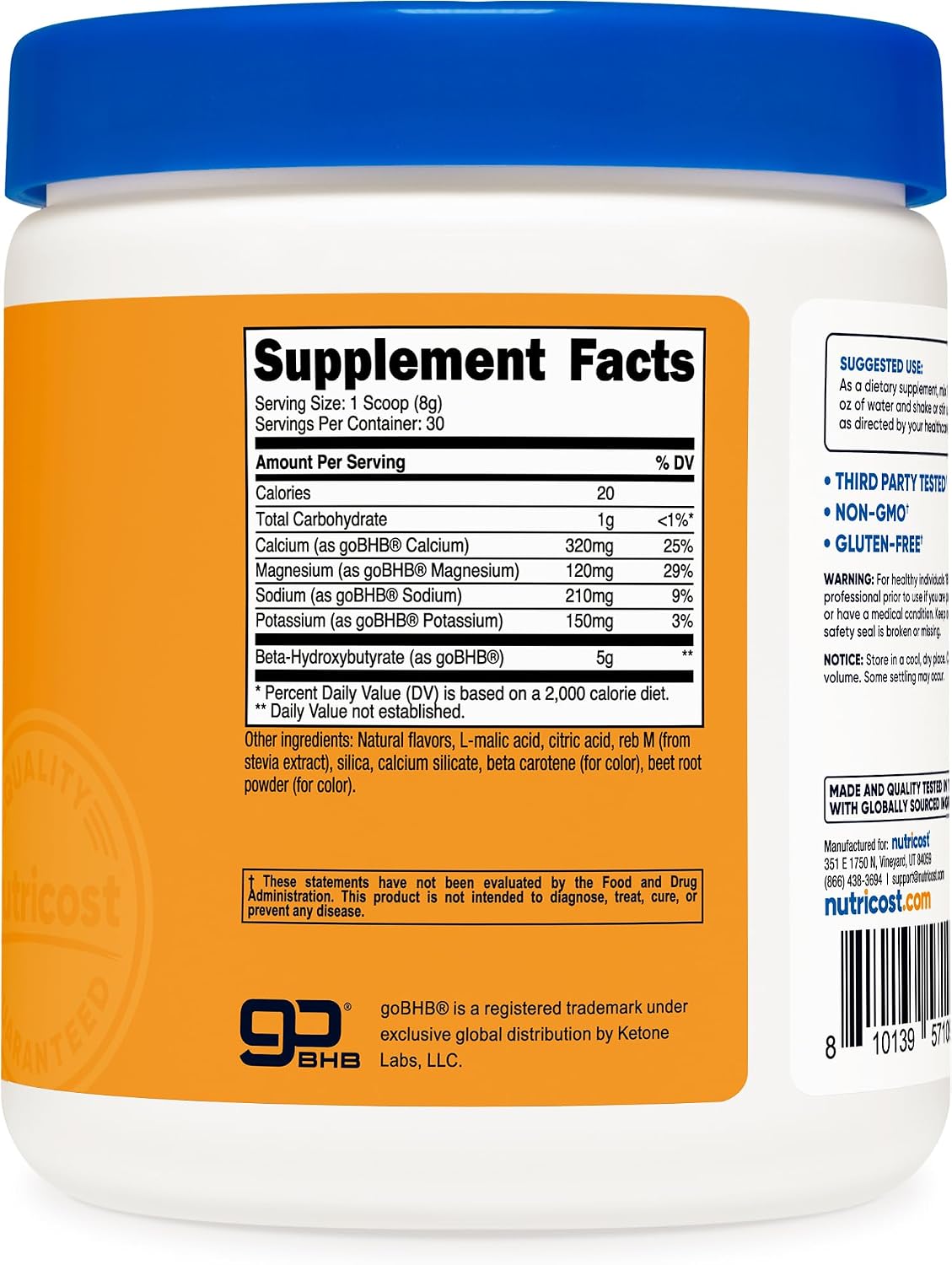 Nutricost BHB Salts Drink Mix (30 Servings, Peach Mango Flavour) - 5g BHB Per Serving, 0g Sugars, Vegetarian - görsel 5
