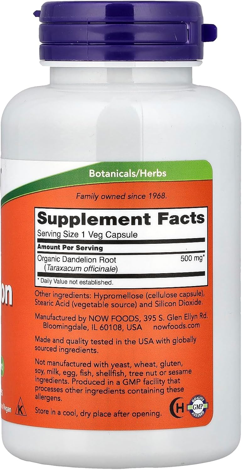 Now Foods Dandelion Root 500 mg Capsules, 100 Count - görsel 2