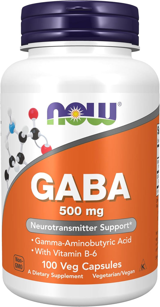 NOW GABA 500 mg, 100 Vegetable Capsules