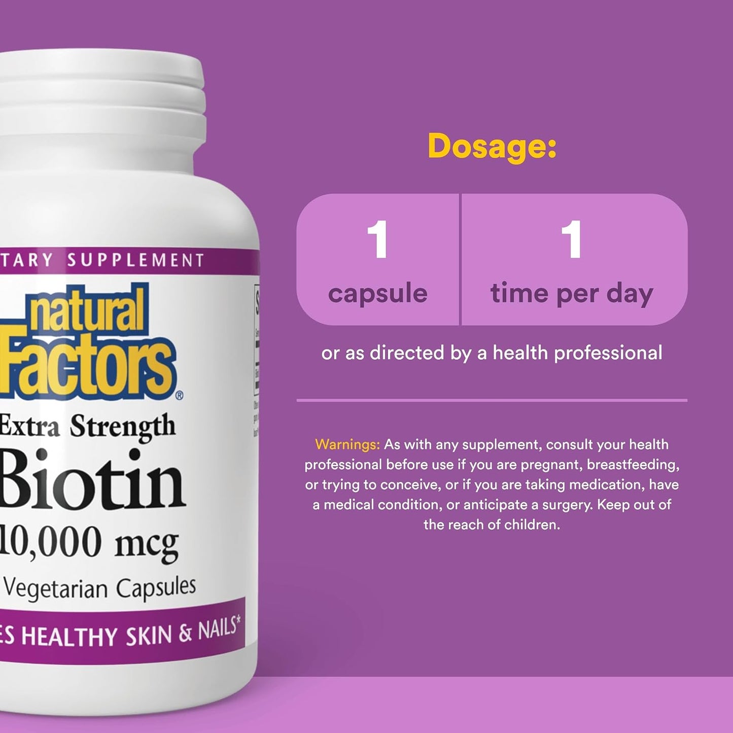 Natural Factors Biotin 10000 mcg, 60 Capsules - görsel 3