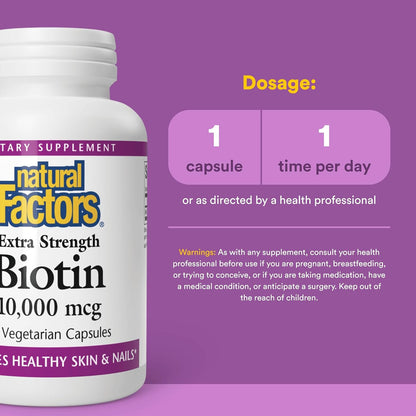 Natural Factors Biotin 10000 mcg, 60 Capsules