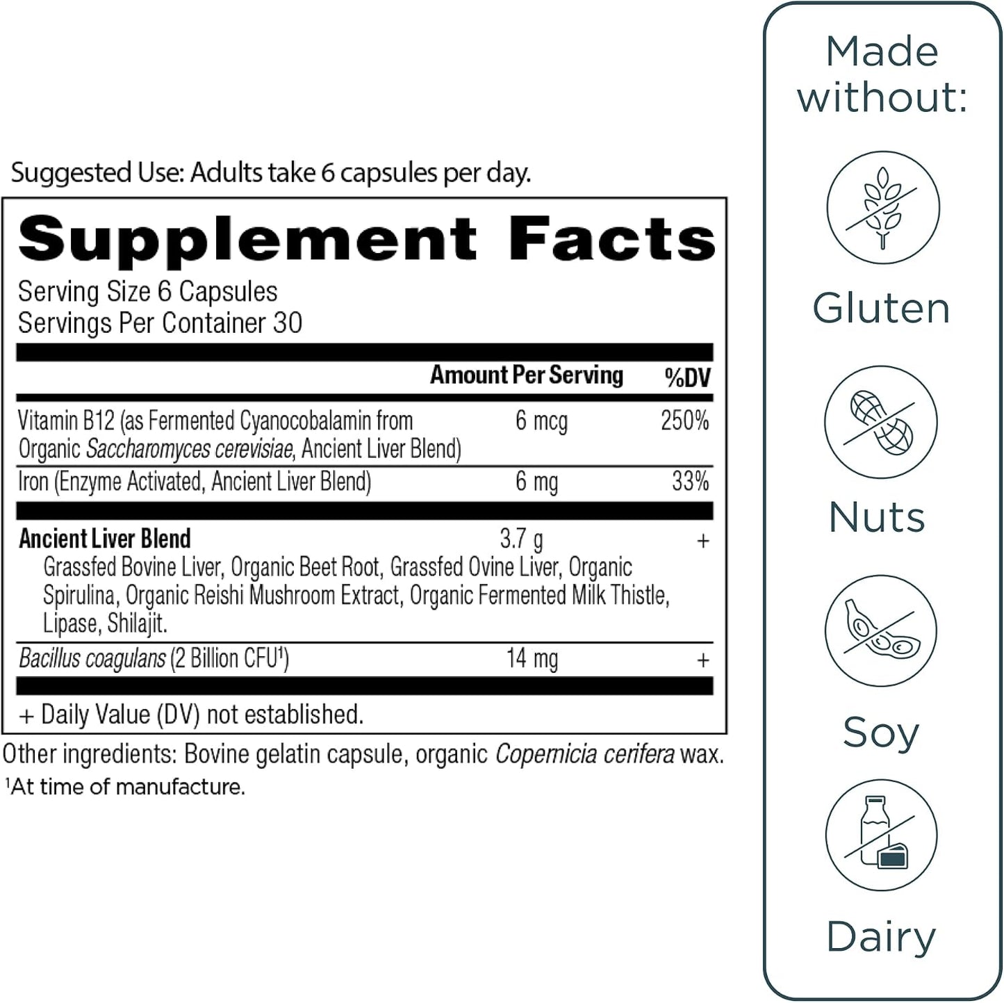Ancient Nutrition Organ Supplements, Grass-Fed and Wild Organ Complex Capsules, Beef and Lamb Liver, 180 Capsules - görsel 7