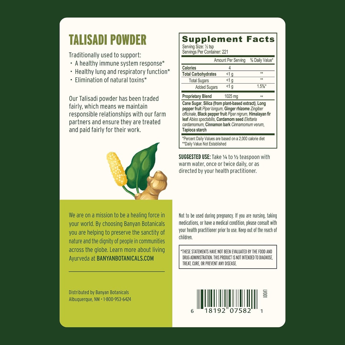 Banyan Botanicals Talisadi Powder – Organic Immune Supplement for Respiratory and Lung Support – 227g - görsel 3
