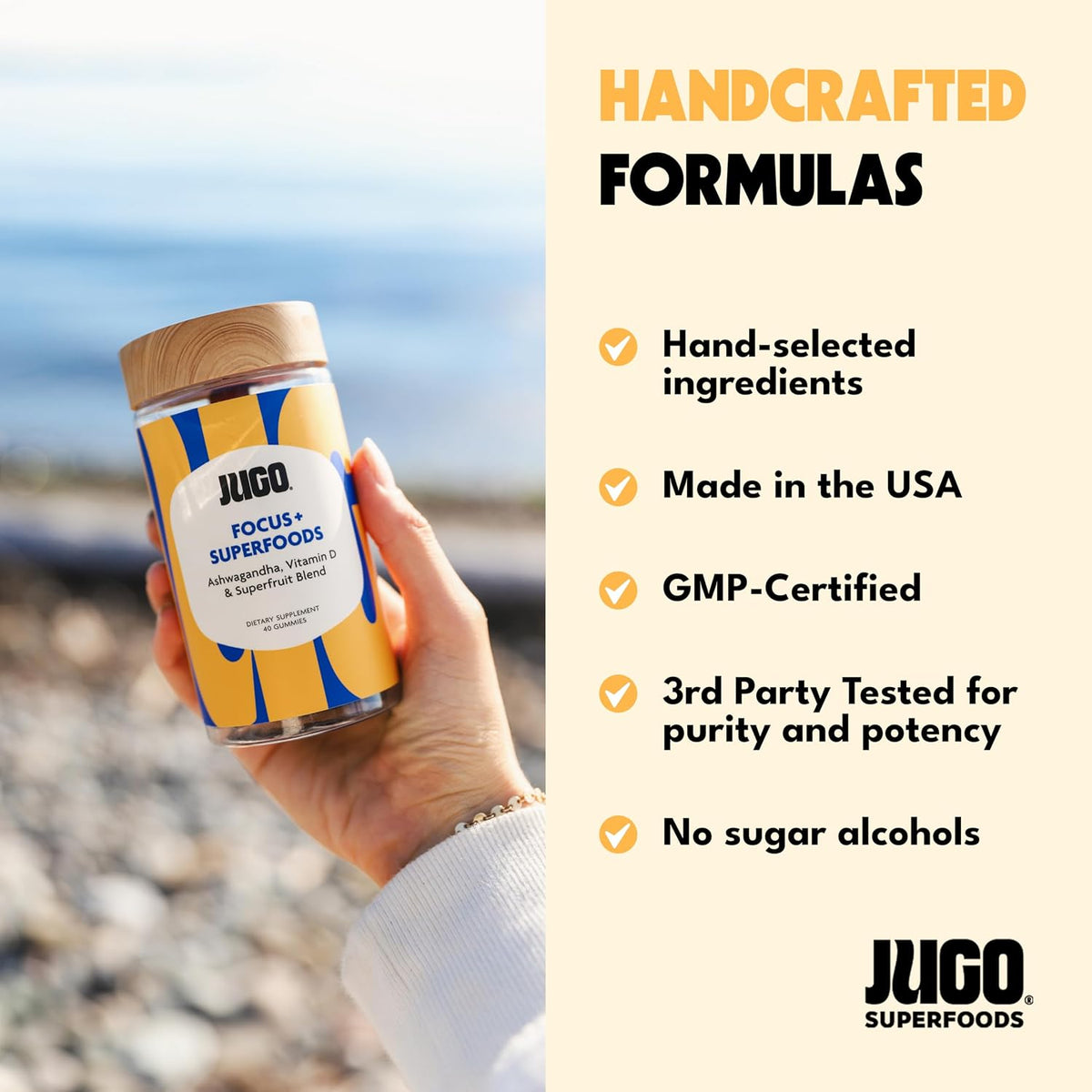 JUGO Focus + SUPERFOODS Ashwagandha Gummies with Vitamin D3 & Superfruit Blend - görsel 4
