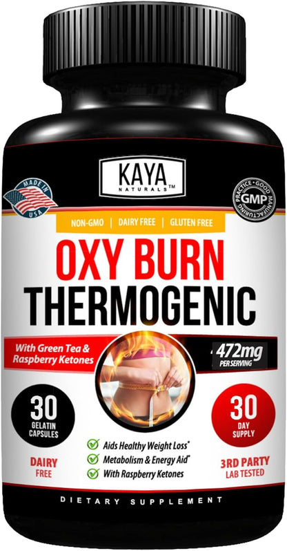 Kaya Naturals Oxy Burn – Thermogenic Herbal Formula for Active Living – Non-GMO & Gluten-free – 30 Capsules
