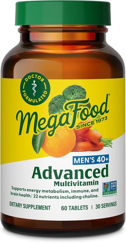 MegaFood Men's 40+ Advanced Multivitamin – 120 Tablets (60 Servings)